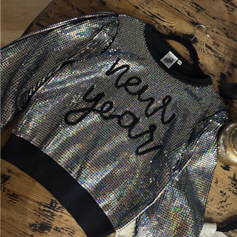 QUEEN OF SPARKLES Silver Sequin Sweater